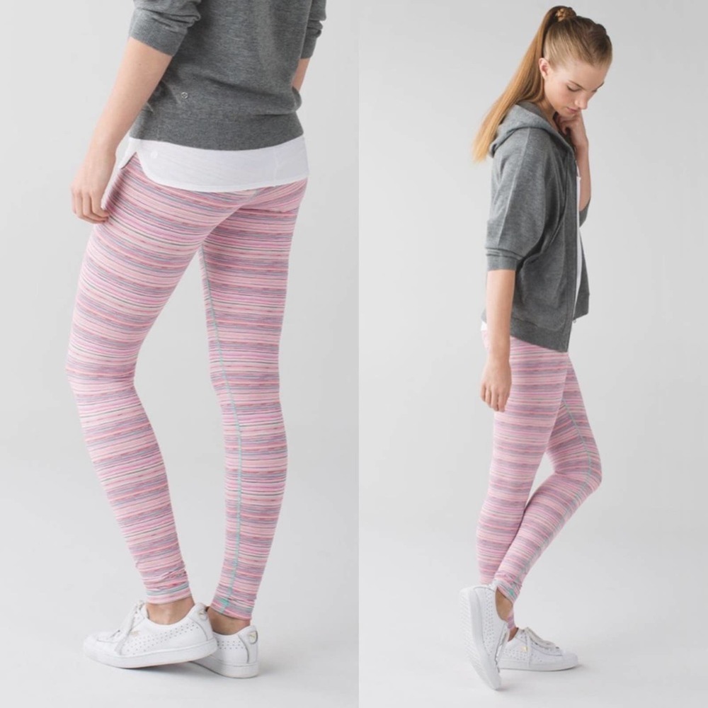 LULULEMON Wunder Under Pant III Luxtreme Cyber Stripe Flash Light Menthol Size 4
